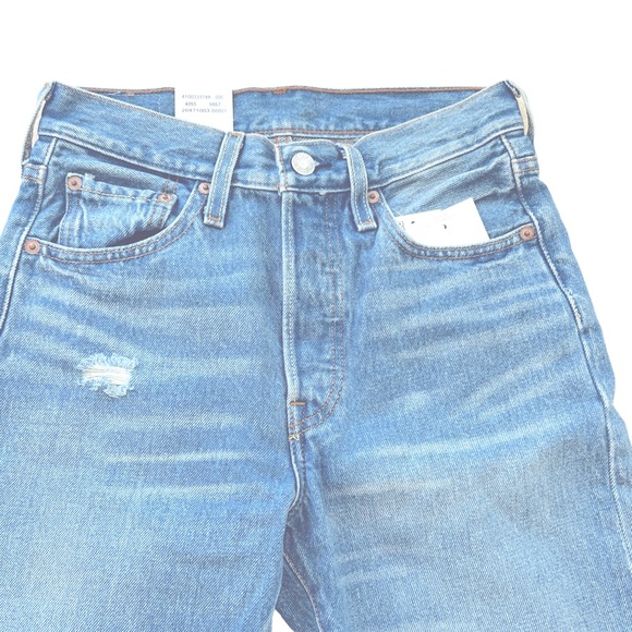 LEVI’S 501 Skinny Leg Button Fly Original Fit 25x30 Whiskering Distressed NEW - Picture 4 of 14
